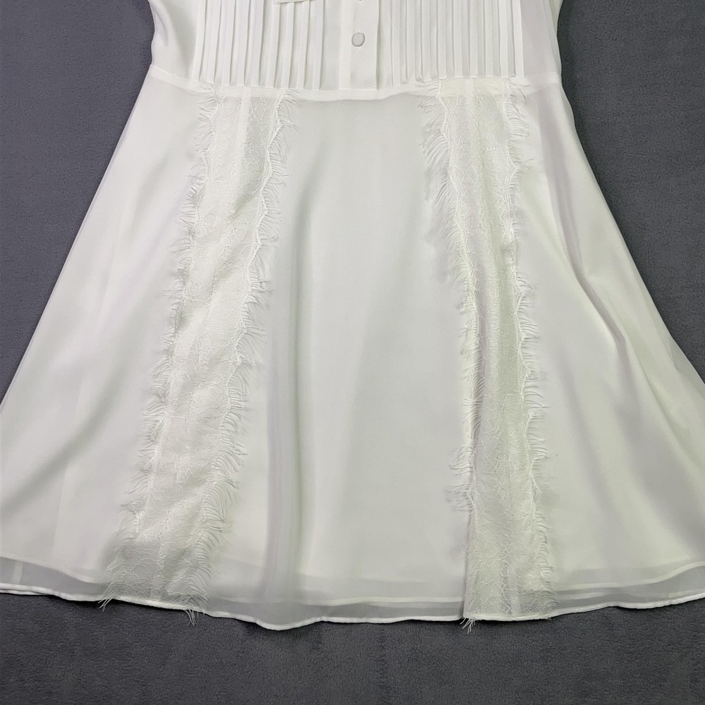 Tularosa White Sleeveless Tie Neck Lace Trim Fit & Flare Dress Women's Small - Picture 2 of 11